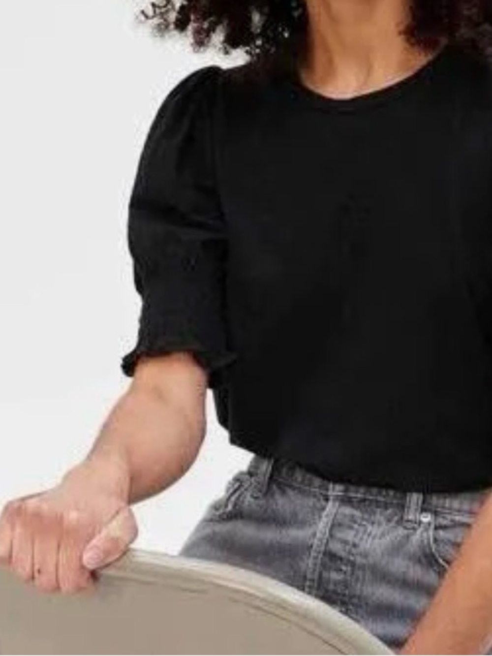 Gap Women's Organic Black Puff Sleeve Crewneck Tee